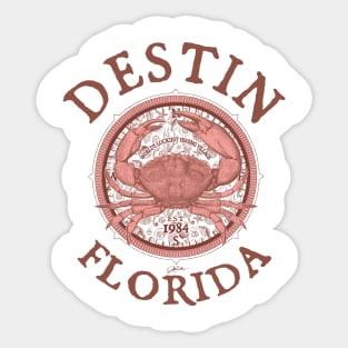 Destin, Florida, with Stone Crab on Wind Rose Sticker